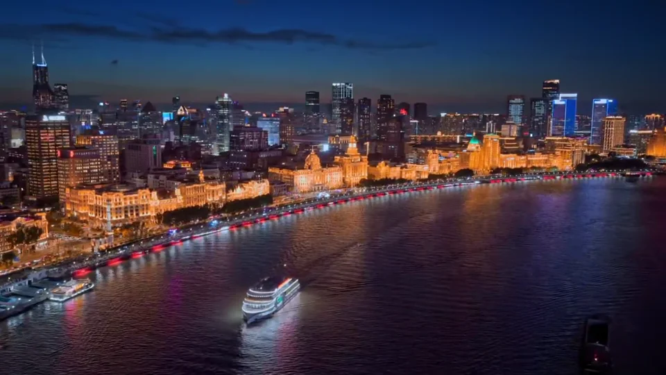Video still: The Bund after dark